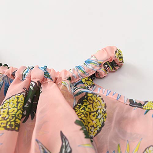 Girls Short Sleeve Dresses Loose Casual Elastic Waist Dress Summer Holiday Dress A Line Swing Skater Dress (Pink, 6-8 Years)4