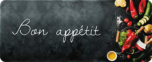 KITCHEN DECOR BON APPETIT BLACK 地毯,卷曲聚酰胺纤维,乳胶凝胶鞋底,120x50