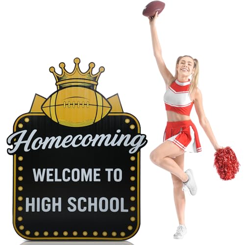 Bucherry 5 Feet Football Homecoming Cardboard Stand-up Cutout Life-Size Football Homecoming Team Spirit Party Decoration Team Spirit Game Day Backdrop Photo Props Standup Cardboard for Sports Supply