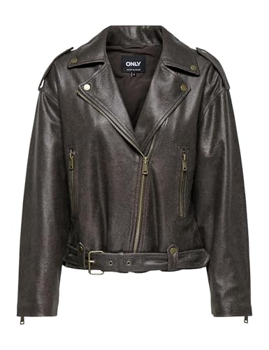Blouson Onlcole Faux Leather Biker Otw Femme ONLY en simili cuir noir col motard