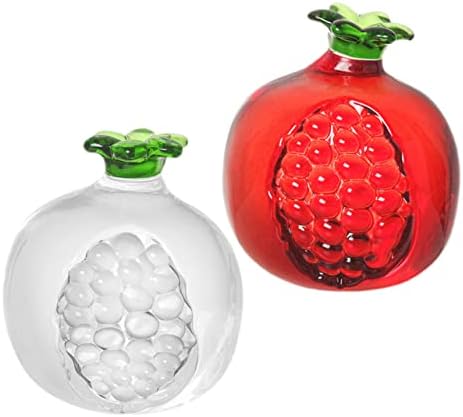 DOITOOL 2pcs Pomegranate Ornament Dining Table Decoration Artificial Fruits Clear Glass Vase Fruit Photo Backdrop Crystal Fruit Ornament Crystal Pomegranate Centerpieces Simulation Fruit