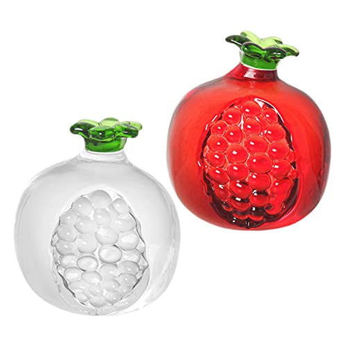 Doitool 2Pcs Pomegranate Ornament Dining Table Decoration Artificial Fruits Clear Glass Vase Fruit Photo Backdrop Crystal Fruit Ornament Crystal Pomegranate Centerpieces Simulation Fruit #TOP25