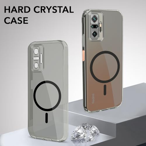 Image of Jkobi Lifetime Anti-Yellow MagSafe Compatible Clear Back Cover Case for Xiaomi Mi Redmi Note 10 Pro | 10 Pro Max (Sleek Hard Crystal | Shockproof and Camera Protection)