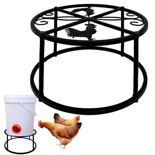 Soporte para comederos de pollos | Soportes para comederos de agua para pollos, soporte de metal para comederos de agua para pollos, soporte con un adorable motivo de gallo, este soporte
