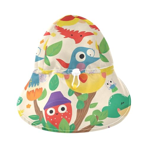 KLL Unisex Baby Beach Hat Baby Boys Caps Girls UV Protection Wide Brim Traveling Swim Hat Funny Cartoon Animals Colorful3