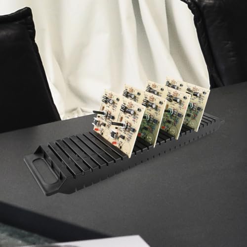 Image of PCB Rack 25-Slot Anti-Static Circuit Board Holder with Double-Ear Stability Design for Electronic Component Storage and Soldering Work 18.70X5.31X1.33 Inches 3-Pack
