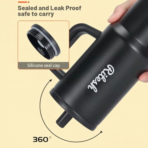 Image of Giftana Personalized Coffee Tumbler with Name, Customized Travel Mug with Lid, Coffee Mug for Men, Valentine Day Gifts, Corporate Gifts for Employee (Black,710ml)