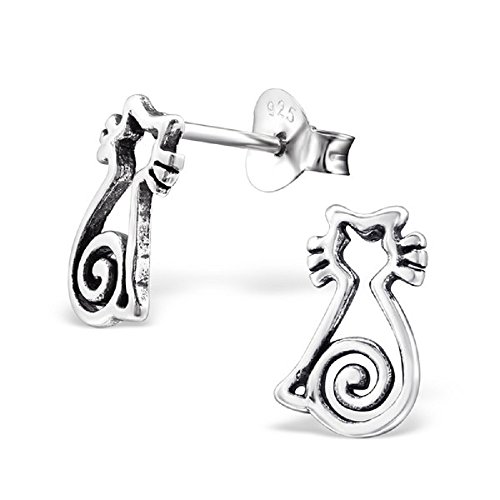 Amazon.com: 925 Sterling Silver Cat Silhouette Stud Earrings 28265