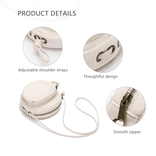 Crossbody Bag - Women's Coin Pouch, Zippered Round Purse, Cotton Canvas with Zipper – Lightweight and Stylish3