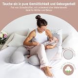 mimi kalu® DAS ORIGINAL Seitenschläferkissen mit Memory Foam [Formstabil] inkl. 100% Soft-Cotton Bezug und Schlafmaske | Schwangerschaftskissen zum Schlafen | Stillkissen | Kuschelkissen