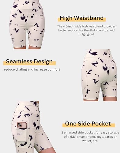 Image of Women's Polyester Stretchable Gym Shorts with Side Pockets High Waist Slim Fit Above Knee Length Activewear Tights Gym Fitness Cycling Running Yoga Shorts for Women