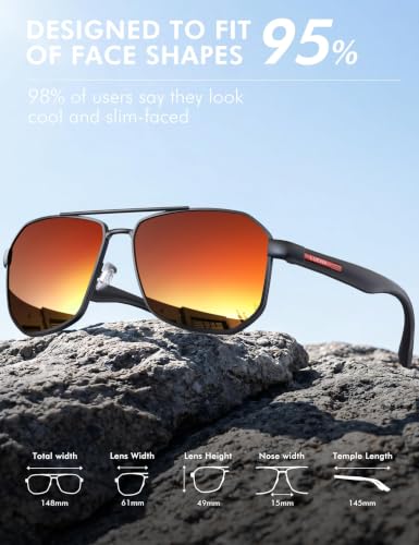 Image of Luenx Aviator Polarized Sunglasses for Men: Square UV400 Driving