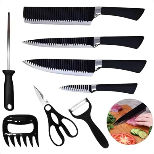 Jogo De Facas Para Churrasco E Cozinha Profissional Em Inox Kit Churrasco 8 Peças Com Amolador E Gar