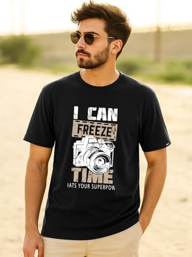 Image of Bewakoof Men's Graphic Print Regular Fit Half Sleeve Round Neck Pure Cotton T-Shirt