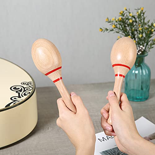 image for DOMG Maracas, Professional Wooden Rumba Shakers Hand Percussion Rattle