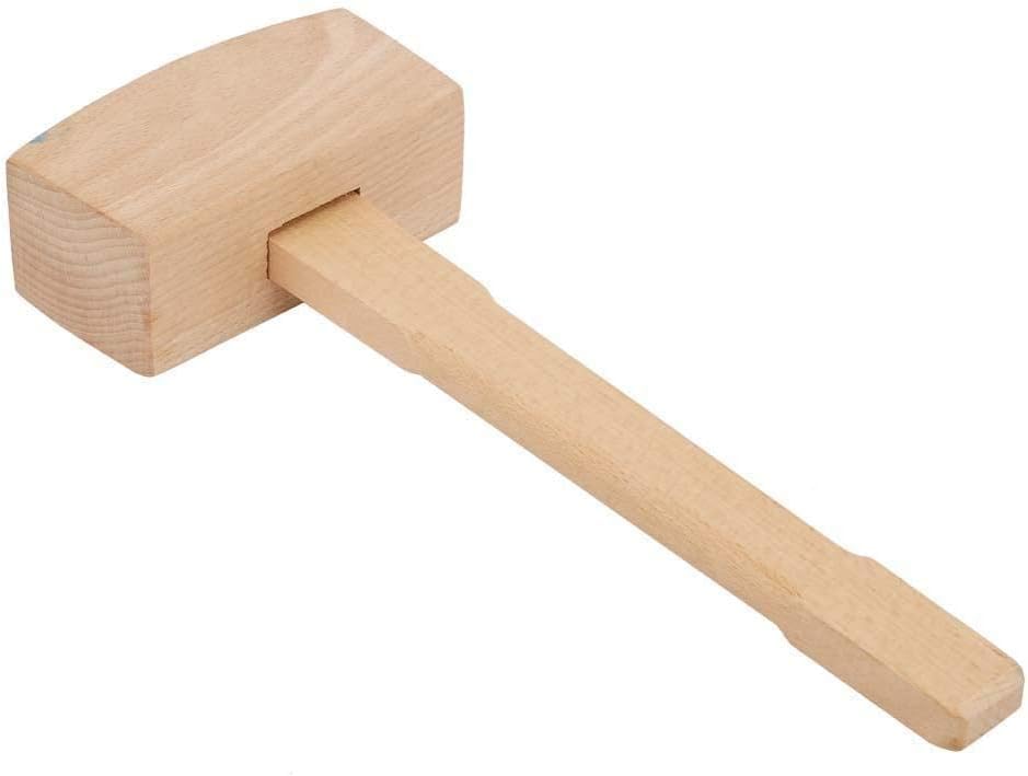 KooingTech Wooden Mallet, 13.8In Wood Hammer, Handmade Chisel Mallet, Big Woodworking Mallets, Ergonomic Wood Carving Mallets, Outdoor Solid Wooden Camping Hammer for Furniture (L)