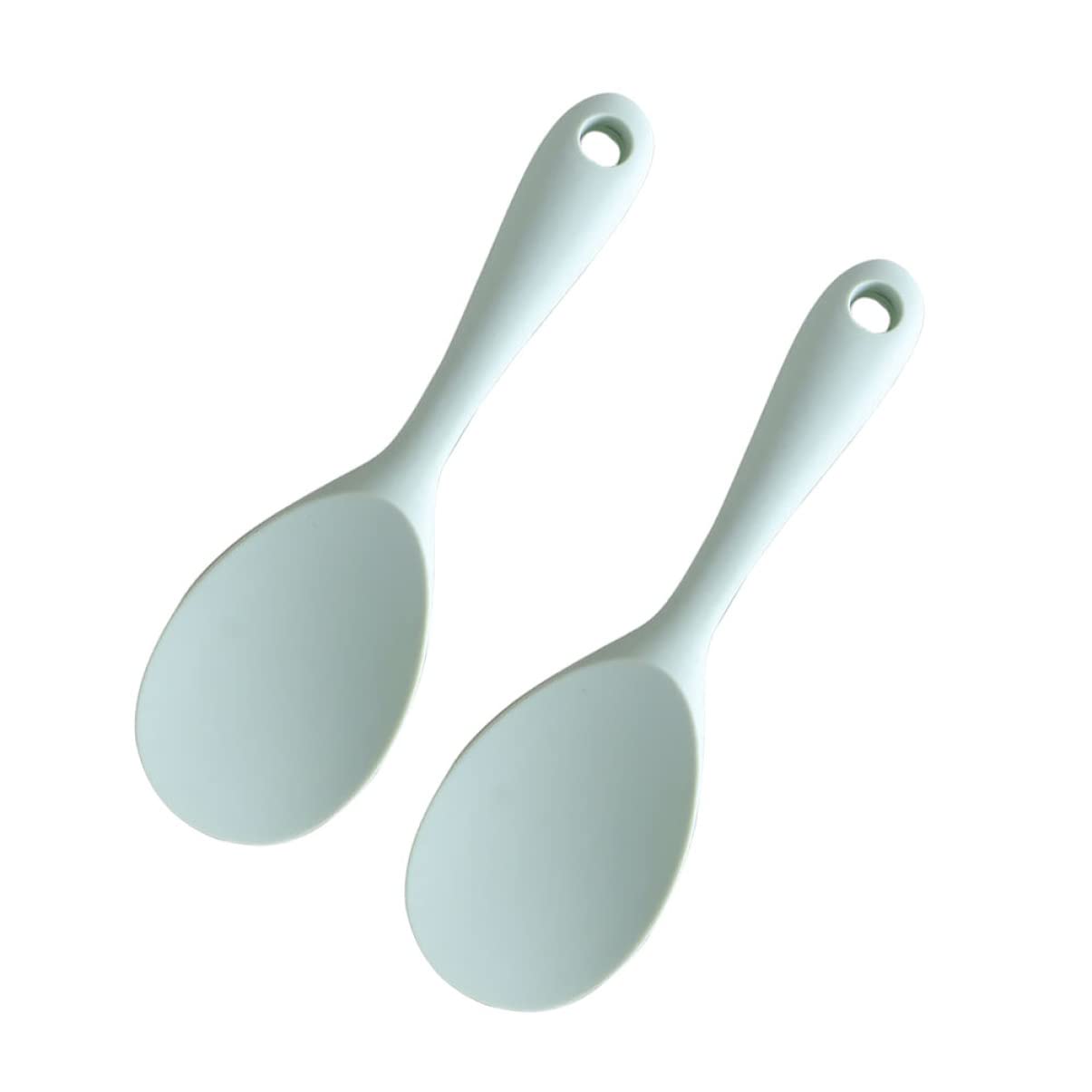 BESTonZON 2Pcs Silicone Rice Paddle Non Stick Rice Spoon Rice Paddle Kitchen Paddle Spoon Rice Spatula Scooper Kitchen Utensils Green