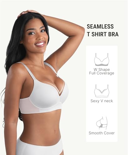 Image of FeelinGirl Wireless Push Up Bra Full Support Lift Balconette Seamless | No Underwire Tshirt Bra, Full Coverage, Back Smoothing, No Show Comfy Bra for Deep V Clothes