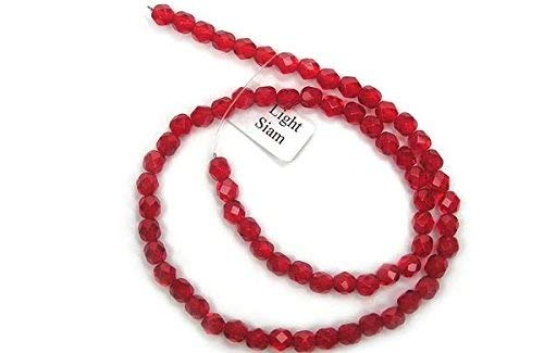 10Mm (82 Beads) Light Siam, Czech Fire Polished Round Faceted Glass Beads, 2X16 Inch Strand #TOP3