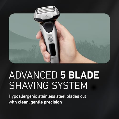 Image of Panasonic ARC5 Electric Razor for Men Face, Wet & Dry Shavers with Foil Shaver, Pop-up Trimmer, Ultra-Fast 5-Blade, Smart Shave Sensor, 16D Flexible Pivoting Head - ES-ALV6HS (Silver)