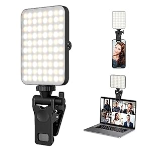 Rechargeable Selfie Light & Phone Light Clip for iPhone – Phone LED Light with Adjustable Brightness, Perfect for Selfies, Makeup, TikTok, Live Streaming & Video Conferencing Black