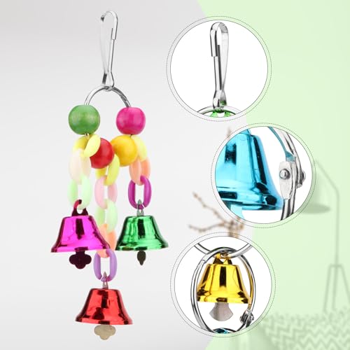 Image of Hypeety Parrot Chew Toys Swing Colorful Bells Chandelier Bird Hanging Toy Parrot Cage Craft Toys Cages African Grey Conure Cockatiel Hanging Bell B
