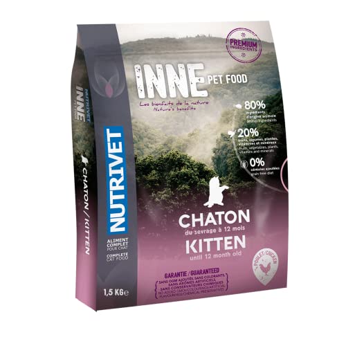 NUTRIVET - INNE Chat - Croquettes sans Céréales - Chaton - Poulet - 80% d'ingrédients d'origine...