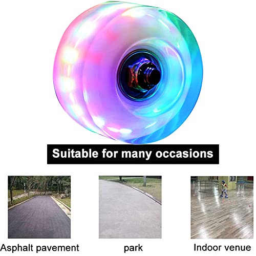 Hlaill Roller Skate Wheels Luminous Light Up, With Bearings Outdoor Installed 4 Pack - Roller Skate Wheels For Double Row Skating And Skateboard 32Mm X 58Mm #TOP2