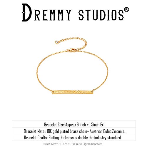 Dremmy Studios Dainty Gold Bar Bracelet For Women 18K Gold Filled Simple Adjustable Bar Charm Bracelets Minimalist Jewelry Gifts For Women Girls #TOP2