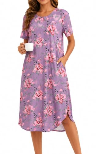 Image of Kabento Womens Short Sleeve Long Nightgowns Sleepwear