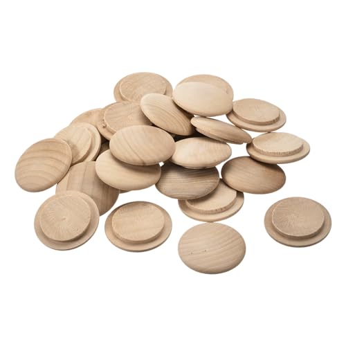 Image of uxcell Wood Plugs, 25Pcs 40 x 30 mm - Beech Wood Button Top Plugs, Screw Hole Covers, Decorative Wooden Cover for Stair Chair Craft Furniture Woodworking