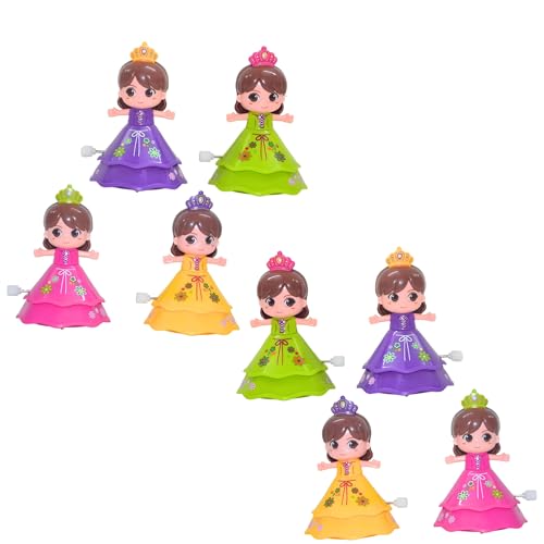 Image of Crackles Wind Up Spin Doll - Pack of 8 Dancing Princess Toys for Girls & Boys Age 3+ | Clockwork Baby, Crawling Toy for Toddlers, Return Gift, Small Toy Set - Multicolor