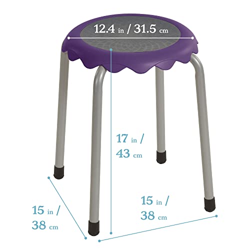 Image of ECR4Kids Daisy Stackable Stool Set, Flexible Seating, Purple, 8-Piece