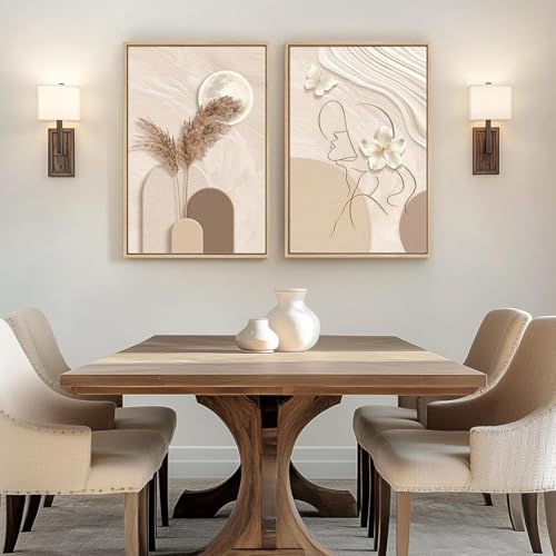 Peintures sur toile beiges TONGYINLI et affiches de silhouettes de femmes avec 2 cadres