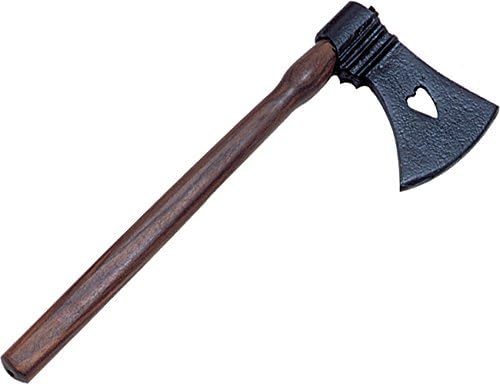 Supplies 13" Medieval Style Heart Engraved Throwing Tomahawk Axe,Black/Brown,230937