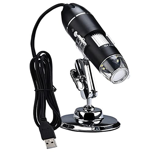 Microscope 1600X 1000X 500X USB Digital Microscope Zoom Magnifier Camera with Metal Stand 8 LED(1600X)