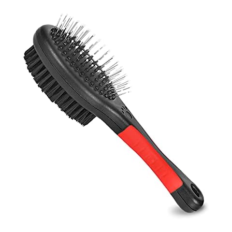 Dog Brush for Grooming 2 Sided Pin & Bristle Removing Shedding Long and Short Hair, Cat Brush Grooming Comb for Detangling and Dirt Cleaning Cover