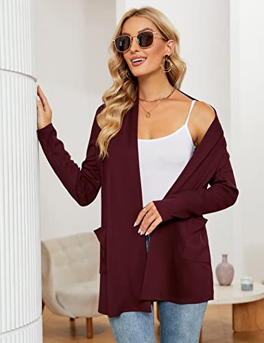 Image of Micoson Women's Long Sleeve Open Front Cardigan Casual Loose Lightweight Cardigans with Pockets