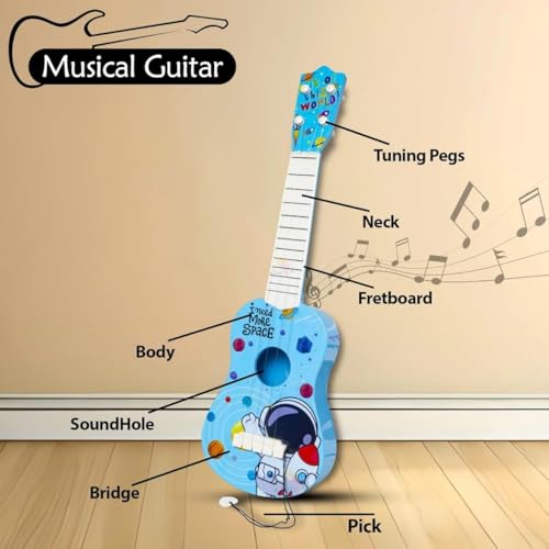 Image of Kids Guitar - 17 inch 4-String Acoustic Musical Toy for Beginners | Educational Learning Instrument for Boys & Girls Age 6+ | Mini Acoustic Guitar Toy