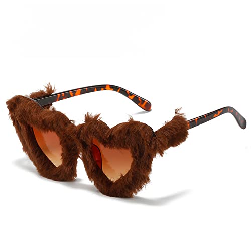 Lunettes de soleil cœur en peluche rétro rétro pour femmes et hommes