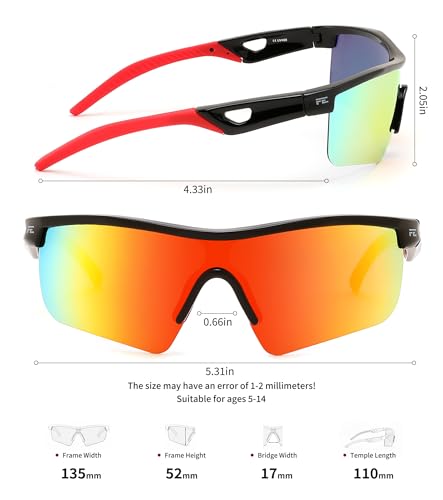 Image of FEISEDY Kids Polarized Sports Sunglasses, TR90 UV400 Baseball Cycling