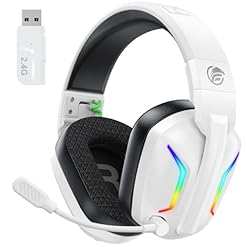 Fachixy FC-300 Gaming Headset mit Mikrofon, 2,4G Wireless Headset für PS5, PS4, PC, Switch, Mac, Surround Sound Faltbarer Bluetooth Gaming Kopfhörer kabellos mit LED Licht, Über 50H+ Akkulaufzeit