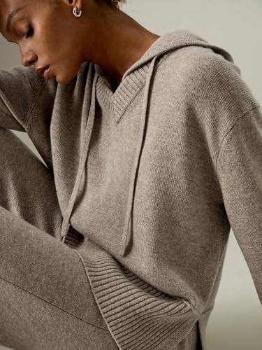 LilySilk Wool Cashmere Blend Hoodie Sweater for Womens V Neck Pullovers Hooded Casual Long Sleeve Knitted Top Winter4