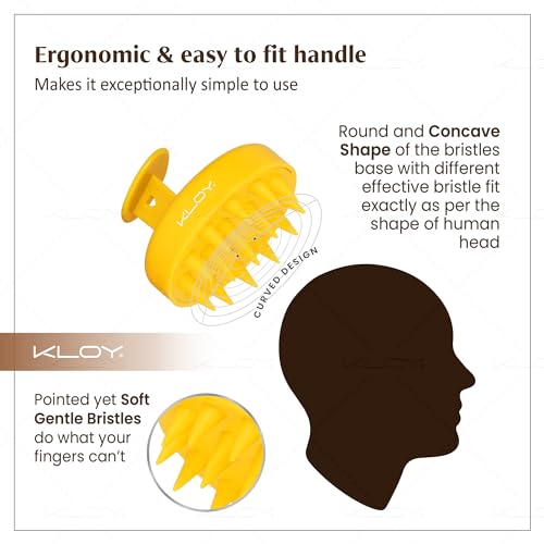 Image of KLOY Round Hair Scalp Manual Massager Shampoo Hair Brush, Super Soft Bristles for Exfoliating, Anti-Dandruff (Yellow)