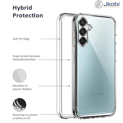Image of Jkobi Back Cover for Samsung Galaxy M15 5G (Silicone Clear Shockproof Case with Camera Protection | Soft and Flexible | Transparent)