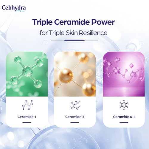Image of Sun Pharma Cebhydra Cream, Ceramides, Cholesterol & Fatty Acids, Deep Hydration for Sensitive, Dry & Damaged Skin, Dermatologist-Tested, Paraben-Free, NonComedogenic, 12-Hour Moisturization
