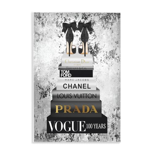 Fashion Bookstack Glam, 10 x 15 Inch Mounted Print on Wall Plaque