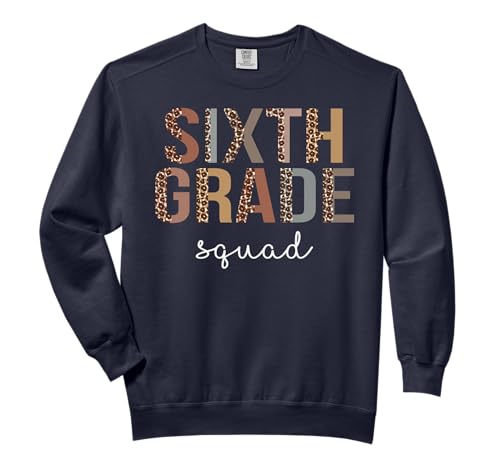 Sixth Grade Squad Hello Back To School Appreciation Leopard Comfort Colors Adult Sweatshirt