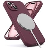 Oududianzi - Cover per iPhone 15 Magnetica Silicone Liquido, Bordeaux