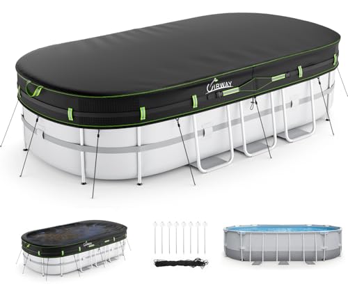 UIRWAY 10x16 FT Oval Pool Cover with Reflective Strips for Above Ground Pool, Oval Solar Pool Cover...